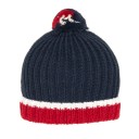 Navy Blue & Red Wool Hat & Snood Set 