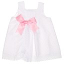 White polka dot & lace dress with pink satin bow