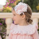 Dolce Petit Girls Pale Pink & White Lace Hairband & Hair Clip