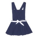 Girls Navy Blue Cotton Jersey Dungaree Dress