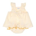 Baby Girls Yellow Striped Long Blouse & Knickers set 