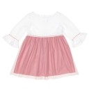 Girls White Muslin Top & Pink Tulle Skirt Dress
