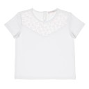 Girls White T-Shirt With Floral Broderie