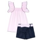 Girls Pink Top & Navy Blue Shorts Set 