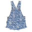 Girls Blue & White Denim Frilly Dungaree Shorts