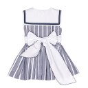 Girls Navy Blue & White Flared Sailor Dress