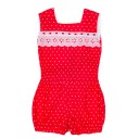 Girls Red & White Star Print Cotton Playsuit