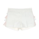 Girls Pink Blouse & Ivory Linen Ruffle Shorts Set 
