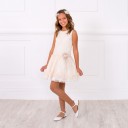 Lilly -Girls Pale Blush Pink Tulle Broderie Dress with Pearls