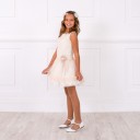 Lilly -Girls Pale Blush Pink Tulle Broderie Dress with Pearls