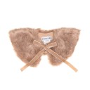 Girls Beige Synthetic Fur Collar with Velvet Bow