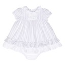 Baby Gray & White Striped 3 Piece Dress Set 