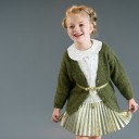 Girls Green & Gold Knitted Cardigan with Glitter Belt