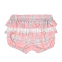 Baby Girls Ivory Blouse & Pale Pink Tartan Shorts Set