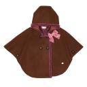 Girls Chocolate & Pink Cape With Detachable Hood 