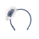 Blue & White Hairband with Lace