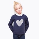 Girls Navy Knitted Cardigan with Silver Heart