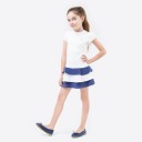 Girls White & Navy Blue Pique Cotton Dress