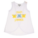White T-Shirt & Yellow Crab Print Bikini Bottoms