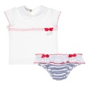 Baby Girls White T-Shirt & Navy Blue Striped Knickers Set