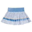 Girls Ivory Top & Denim Skirt Set 