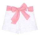 Girls White Broderie Shorts with Blush Pink Belt