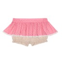 Baby Girls Pink Blouse & Beige Ruffle Shorts Set