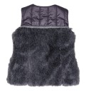 Girls Navy Blue Quilted Gilet & Gray Synthetic Fur