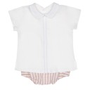 Baby Boys Striped Shorts & White Embroidered Shirt Set