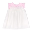 Baby Ivory & Pink Tulle Pleated Dress