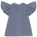 Vestido Niña Evasé Manga Volantes Azul Denim