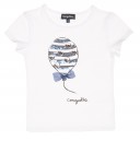 Girls White Cotton Diamanté Balloon T-shirt 