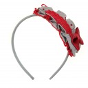Gray & Red Polka Dot Hairband with Bow