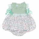Baby Green Floral Apron Style Dress Set 