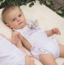 Baby White & Gray Cotton Broderie Shortie