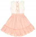 Girls Ivory & Salmon Pink Broderie Dress