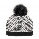 Girls Black Wool Hat with Removable Fur Pom-Pom & Scarf Set