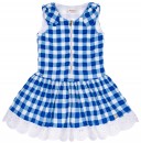 Girls Blue & White Checked Dress 