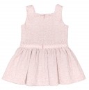 Girls Pink & Beige Jacquard Dress with Bows