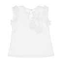 White T-Shirt with Embrodiered Cherry 