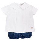Baby Boys White Shirt & Navy Blue Shorts Set 