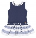 Navy Blue Knitted Top & Stripe Skirt Sailor Dress