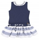 Navy Blue Knitted Top & Stripe Skirt Sailor Dress