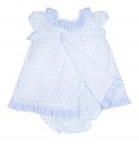 Baby Light Blue Polka Dot 3 Piece Dress Set 