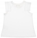 Girls Off White Cotton Top with Pleated Shoulders