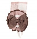 Dusky Pink & Brown Checked Hairband with Bow
