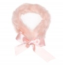 Girls Pink Synthetic Fur Scarf with Satin Bow