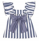 Denim Blue & White Striped Dress with Back Maxi Bow 