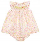 Colourful Floral Print Smocked dress & knickers set 