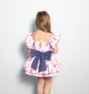 Girls Colourful Poplar Print Flared Dress